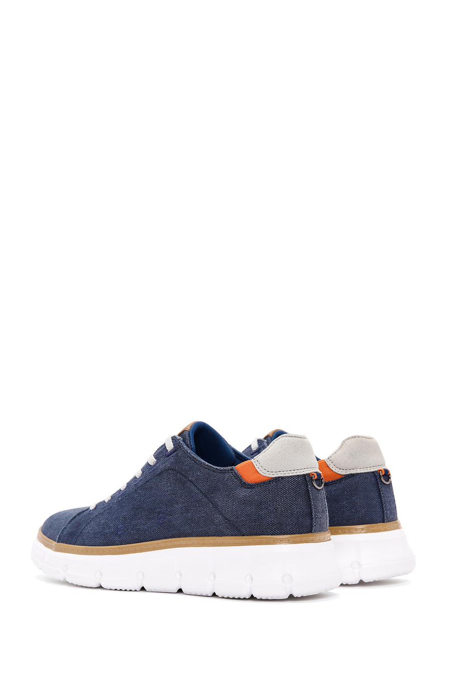 Erkek Lacivert Bağcıklı Kalın Tabanlı Kumaş Sneaker
