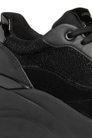 Geox Women's Black Spherica Ec13 Lace-Up Chunky Sole Leather Sneaker | Derimod