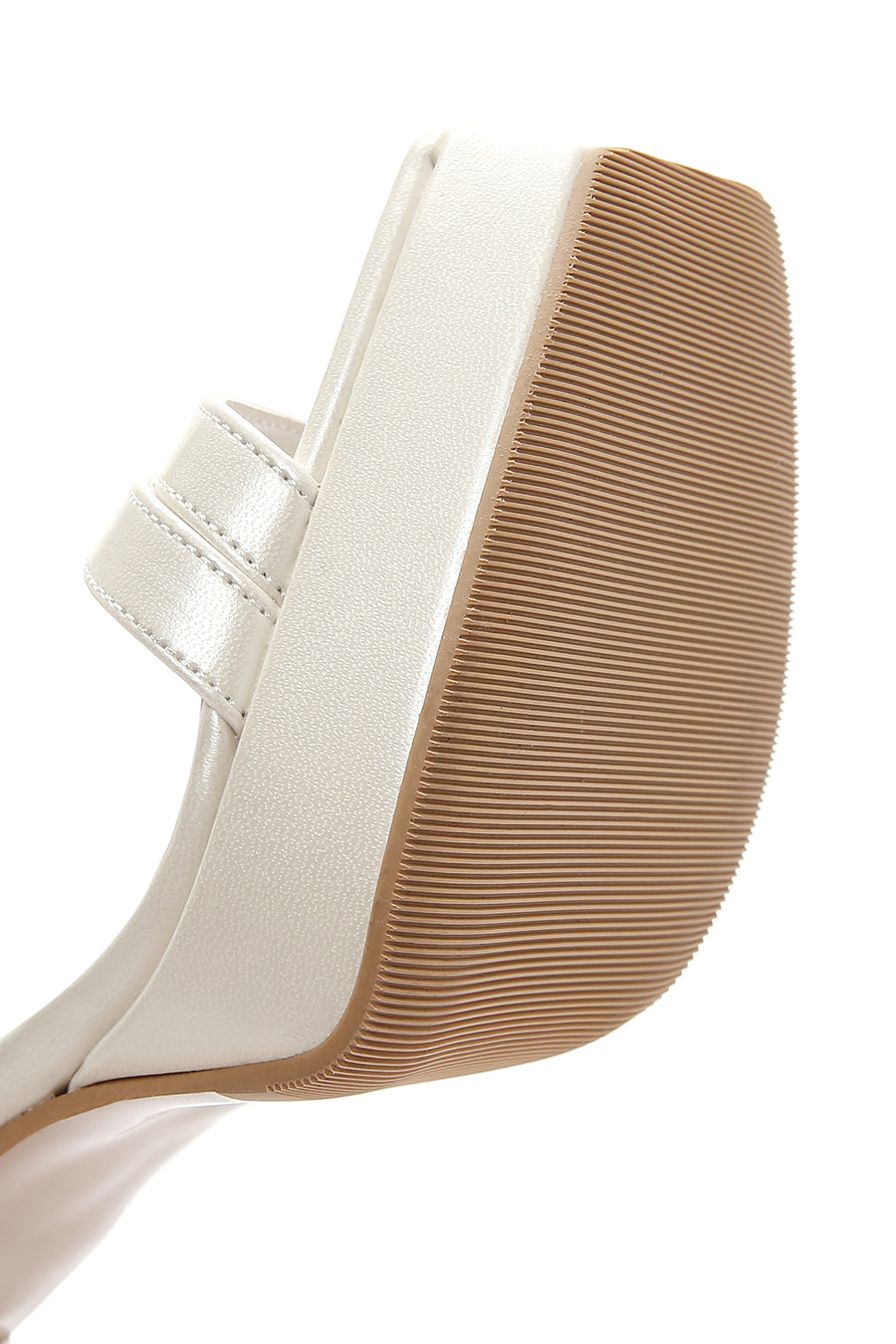 Women's White Patent Leather Platform Heeled Sandals