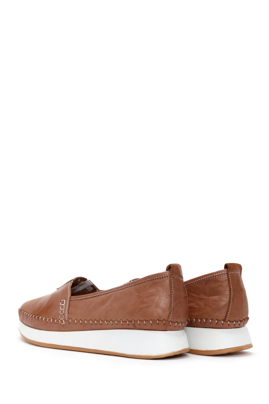 Women's Tan Thick Soled Leather Comfort Loafer