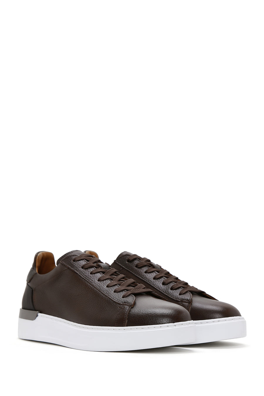 Men's Brown Lace-Up Leather Sneaker