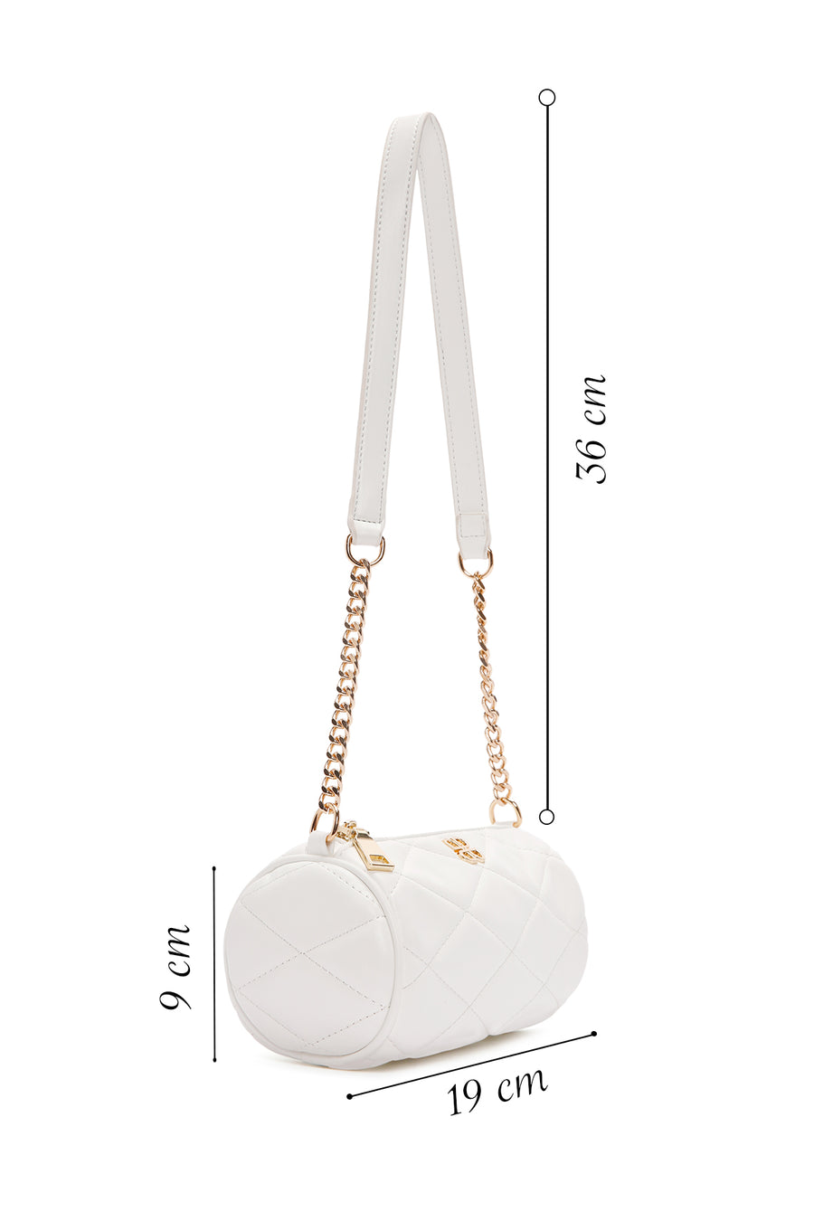 Women's White Long Strap Quilted Crossbody Bag