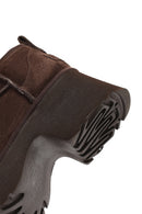 Women's Brown Thick Soled Suede Leather Teddy Boots | Derimod