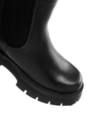Women's Black Thick Soled Leather Chelsea Boots | Derimod