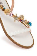 Woman White Ankle-Buckle Rhinestone Sandal | Derimod