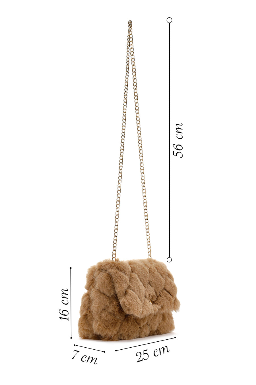 Women's Camel Chain Strap Plush Crossbody Bag