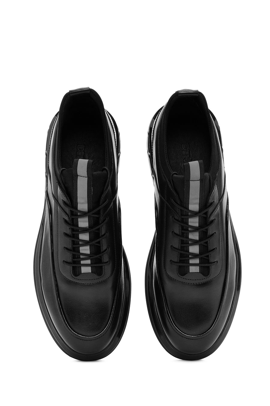 Men's Black Lace-Up Leather Casual Sneaker