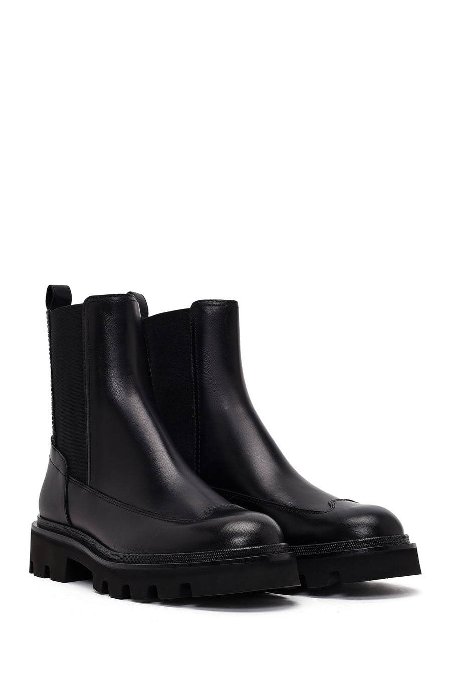 Women's Black Leather Chelsea Boots