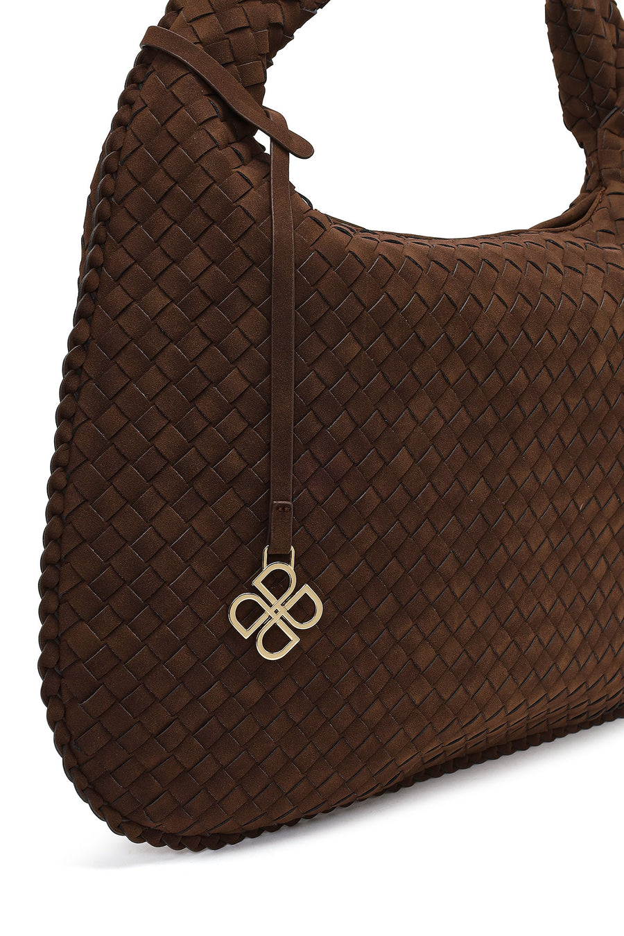 Woman Brown Braided Suede Shoulder Bag