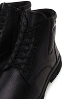 Male Black Zip Closure Leather Combat Boots | Derimod