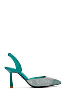Women's Green Open Back Thin Heeled Shoes | Derimod