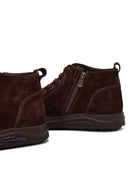 Men's Brown Suede Leather Boots with Zipper | Derimod