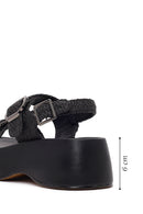 Women's Black Double Buckle Thick-Soled Braided Sandals | Derimod