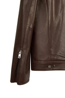 Palmer Male Brown Mandarin Collar Leather Jacket | Derimod