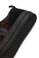 Kadın Siyah Bağcıklı Desenli Deri Sneaker | Derimod