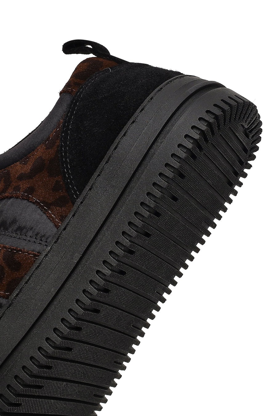 Kadın Siyah Bağcıklı Desenli Deri Sneaker