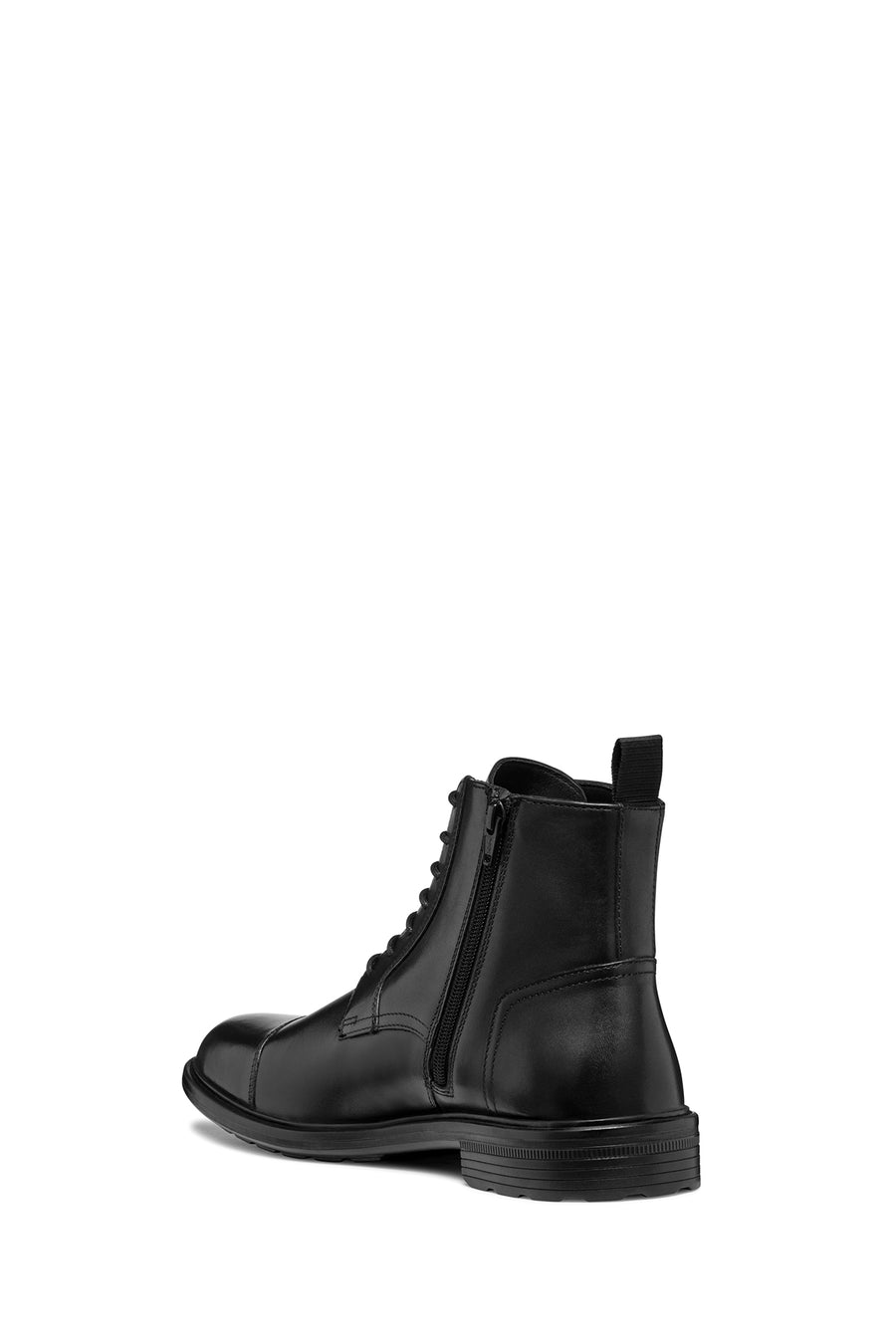 Geox Men's Black Walk Pleasure Lace-Up Leather Combat Boots