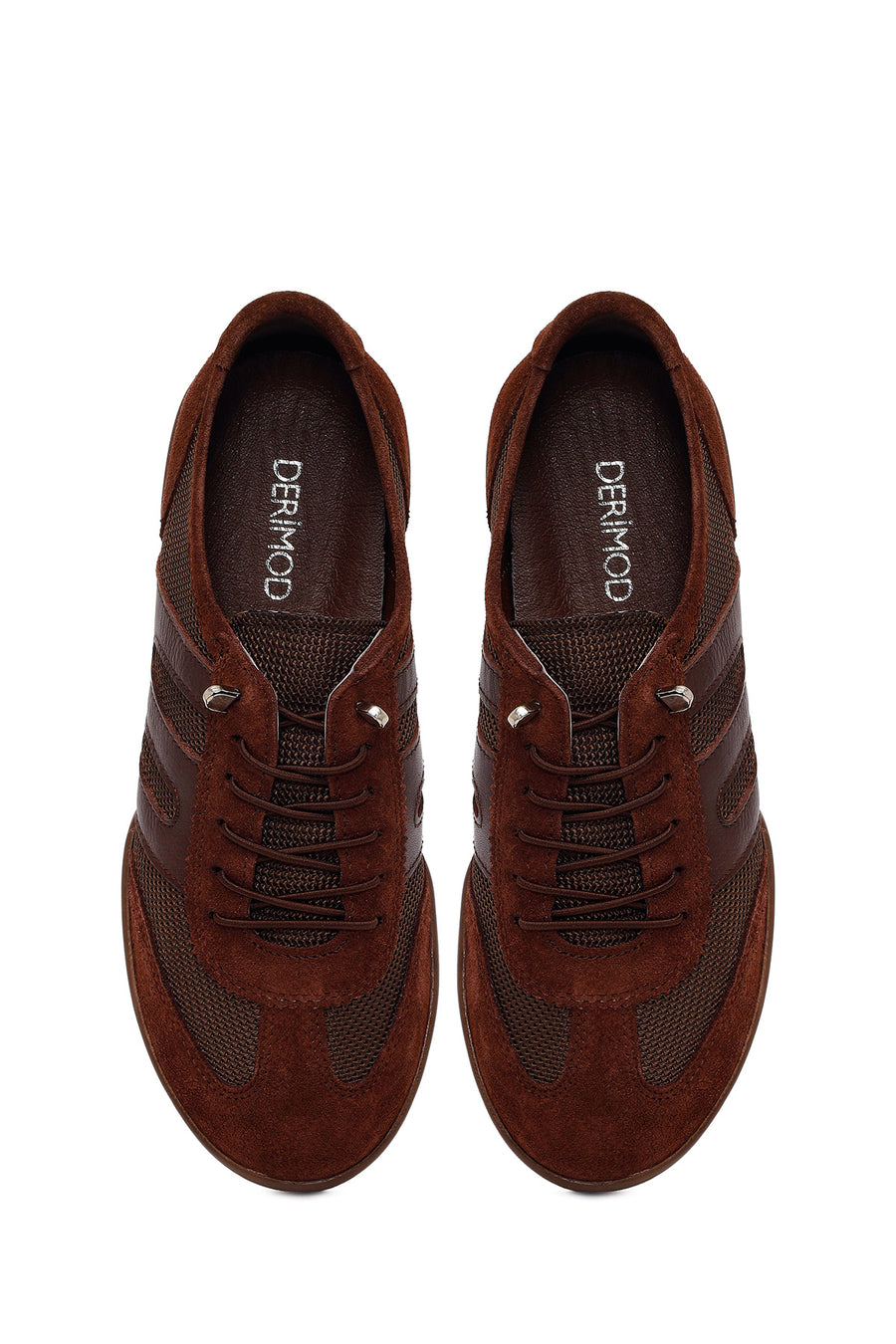 Woman Brown Lace-Up Leather Sneaker