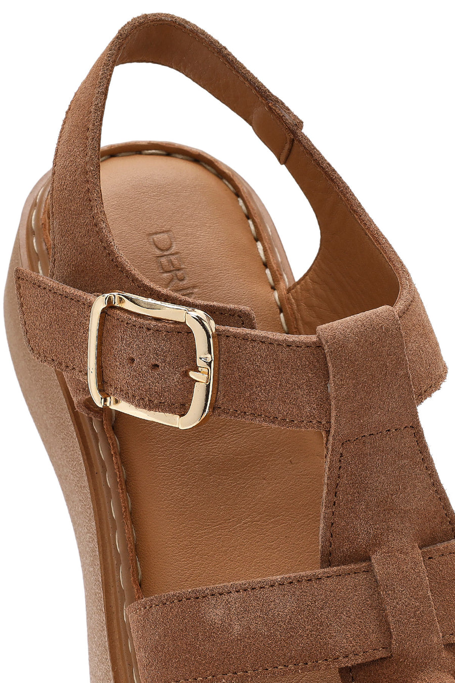 Women's Dark Powder Pink Ankle Buckle Chunky Sole Suede Leather Comfort Sandals