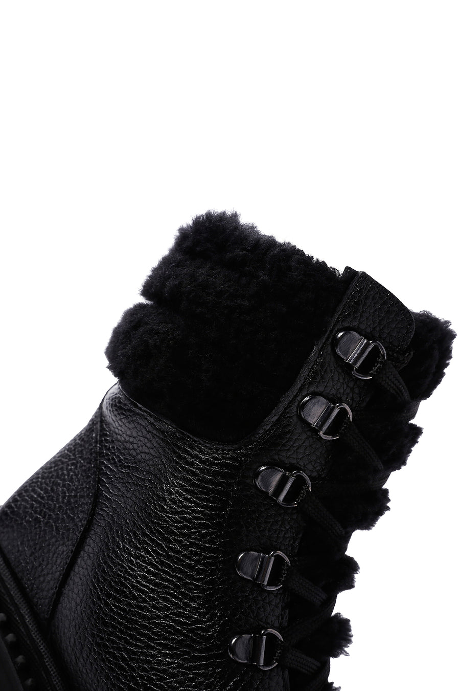 Women's Black Short Heeled Leather Boots