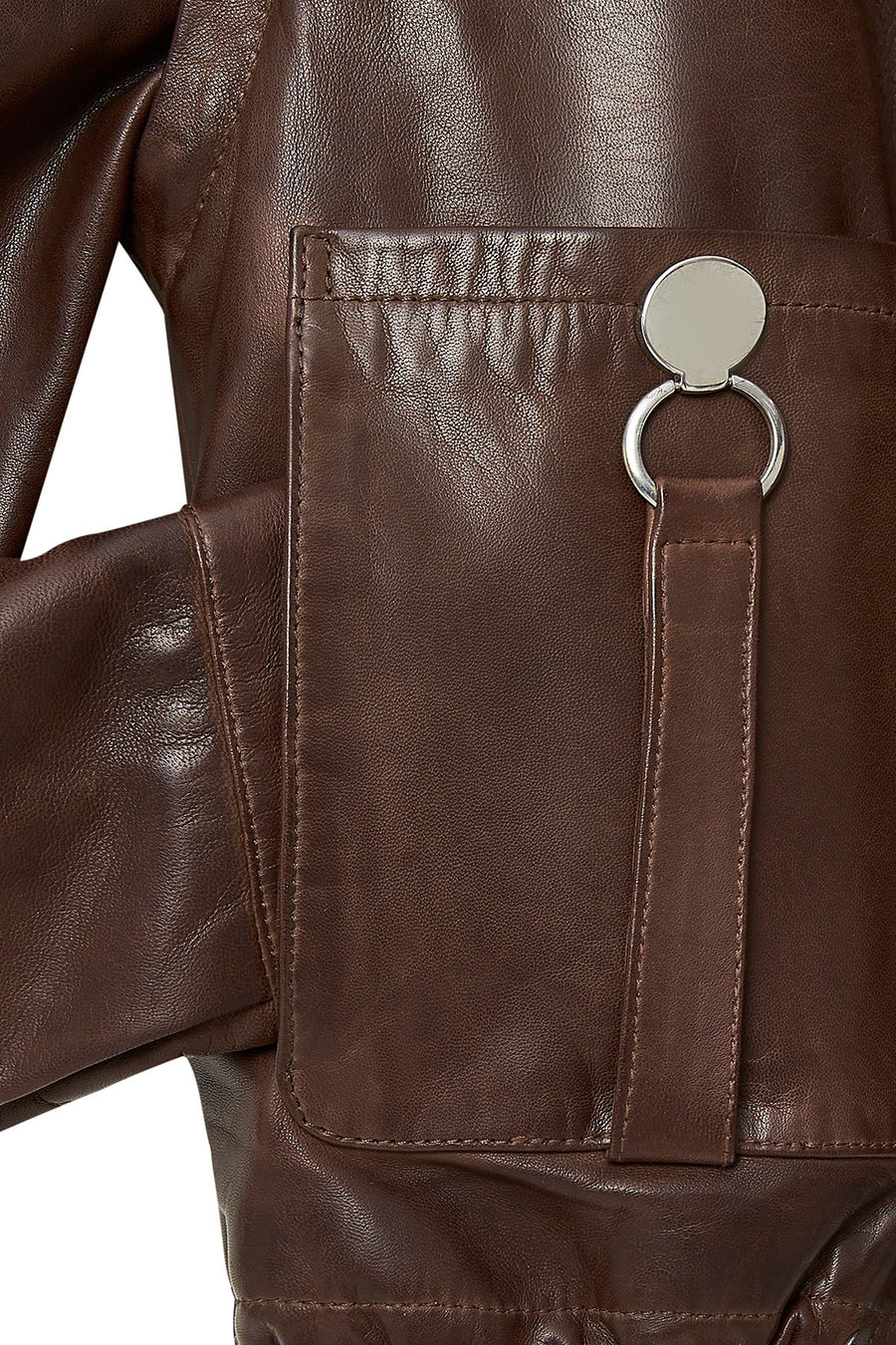 Edwina Women's Brown Leather Jacket with Removable Sleeves