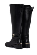 Women's Black Zippered Leather Boots | Derimod