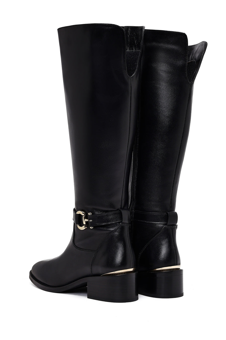 Women's Black Zippered Leather Boots