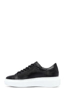Woman Black Laced Thick Sole Leather Sneakers | Derimod