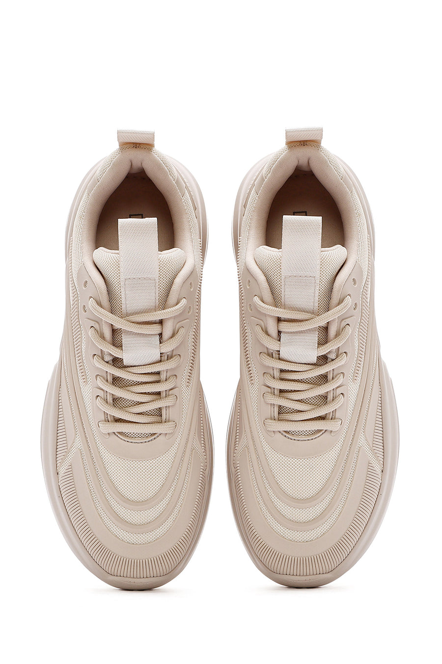 Kadın Bej Bağcıklı Kalın Tabanlı Sneaker
