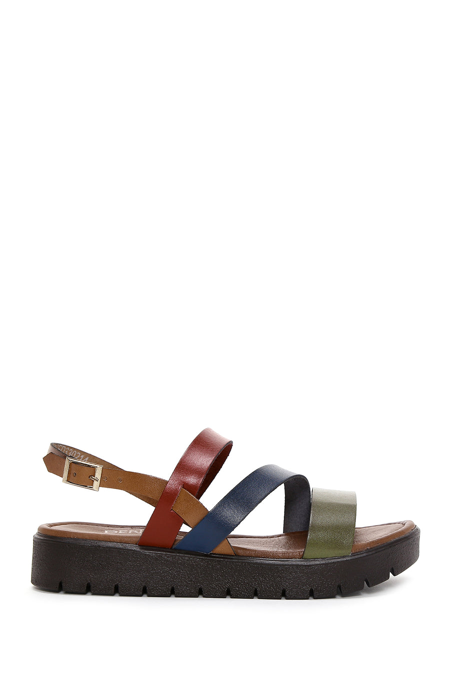 Women's Multicolored Thick-Soled Leather Bodrum Sandals 25SFD330618 | Derimod