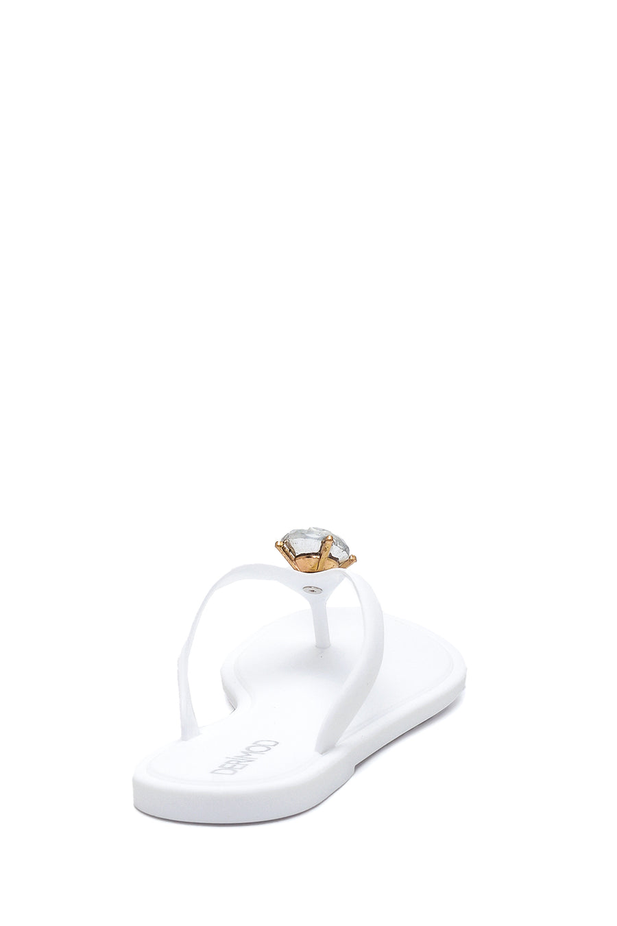 Women's White Stone Flip Flops