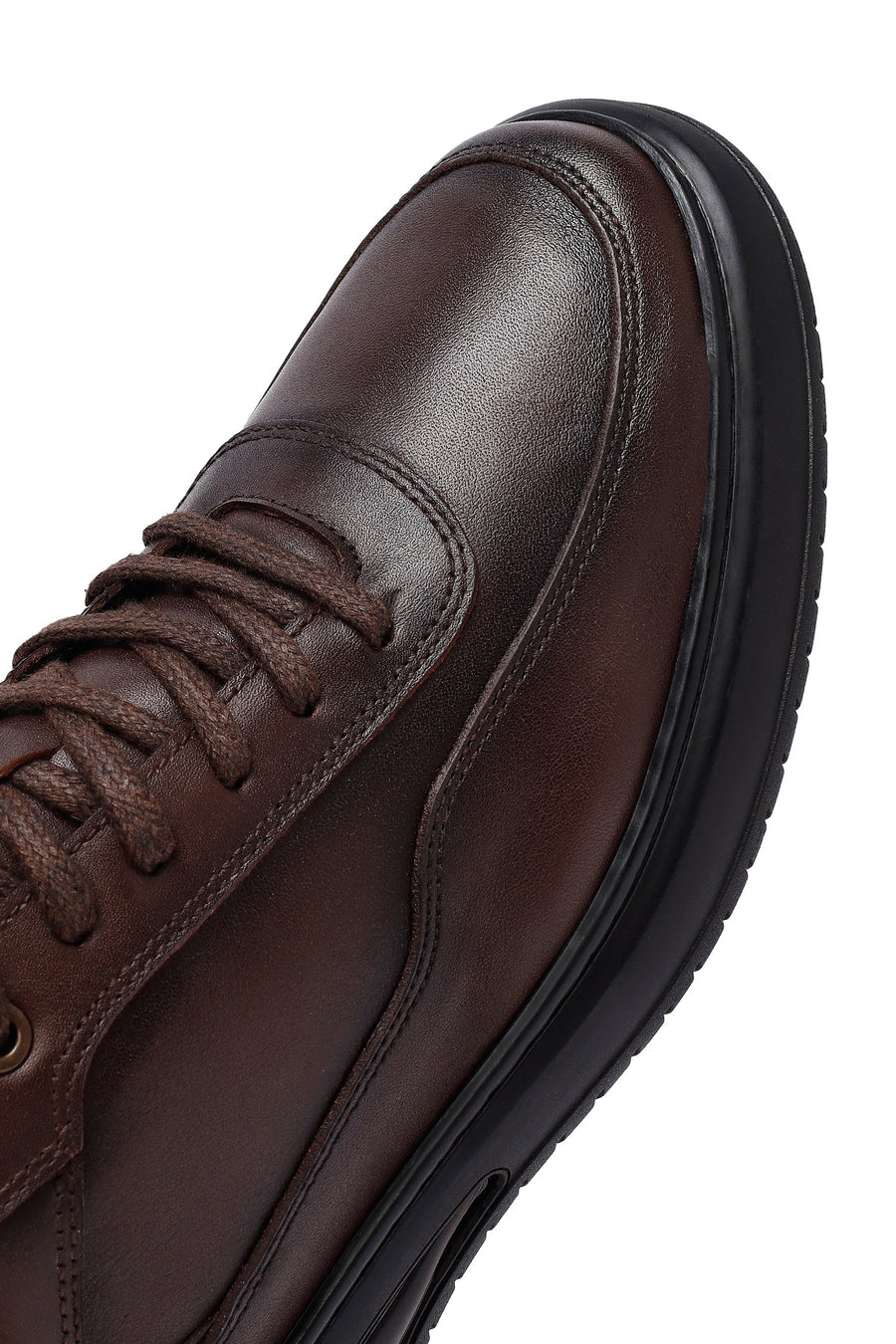 Men's Brown Lace-Up Leather Casual Sneakers