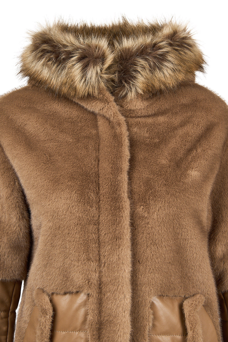 Virginia Women's Brown Hooded Long Teddy Coat