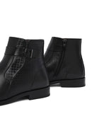 Men's Black Zippered Buckle Detail Leather Classic Boat | Derimod
