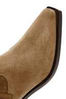 Woman Brown Chunky Heeled Suede Cowboy Boots | Derimod