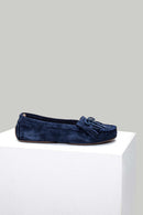 Suede Blue Women's Leather Loafer | Derimod