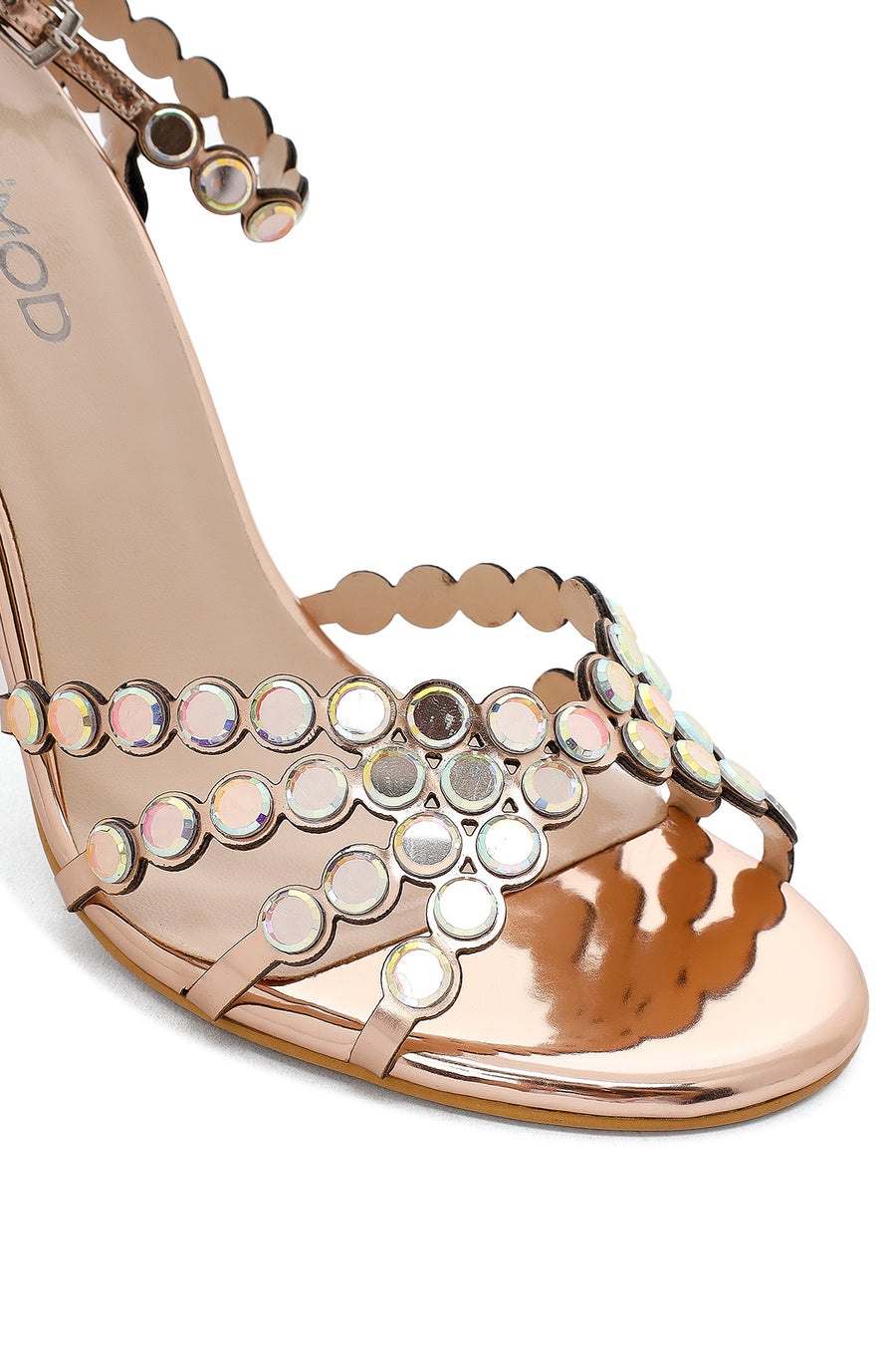 Women's Gold Stone High Thin Heel Sandals