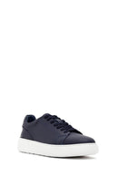 Male Navy Lace-up Leather Sneaker | Derimod