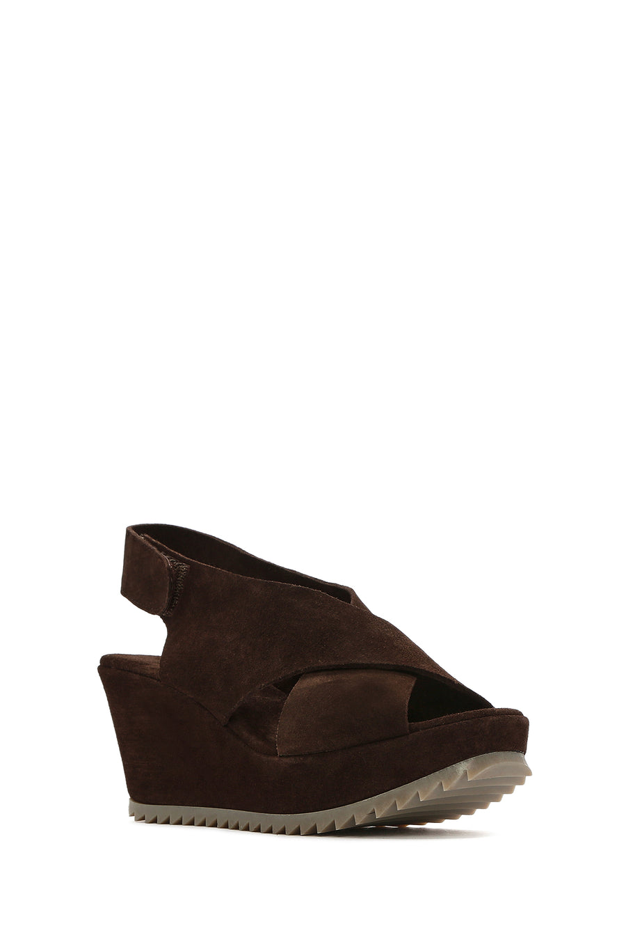 Women's Brown Back Strap Wedge Heel Suede Leather Sandals