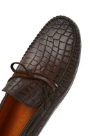 Men's Brown Crocodile Leather Loafers | Derimod