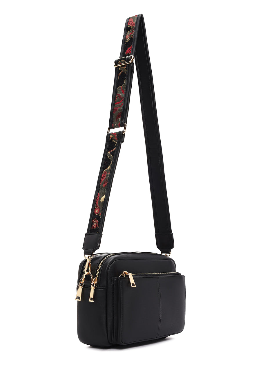 Women's Black Long Strap Crossbody Bag