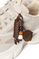 Women's Beige Lace-up Chunky Sole Charm Sneakers | Derimod