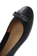 
Women's Black Leather Ballet Flats with Bow
 | Derimod