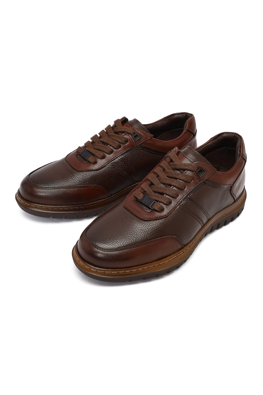 Men's Brown Lace-Up Leather Sneaker