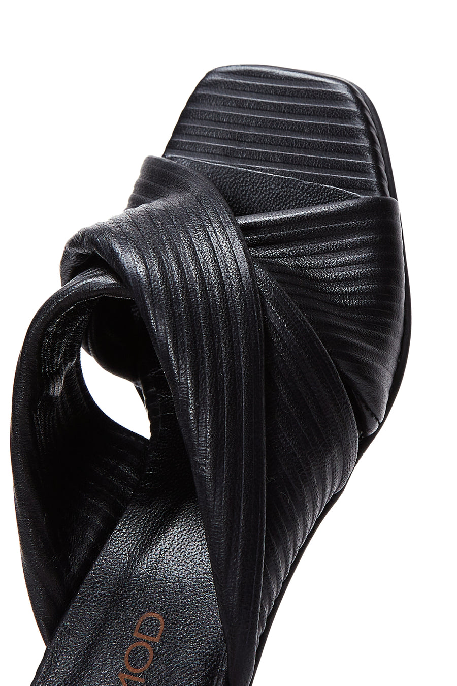 Women's Black Leather Heeled Slippers