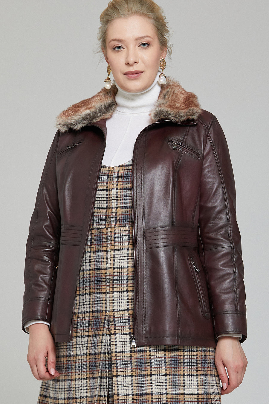 Mira (plus) Women's Claret Red Coat 19WGE513447 | Derimod