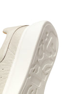 Male White Lace-Up Chunky Sole Patterned Leather Sneakers | Derimod