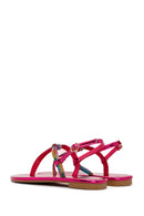 Women's Multicolored Ankle Strap Flip Flop Sandals with Stones | Derimod