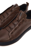 Erkek Kahverengi Bağcıklı Deri Sneaker | Derimod
