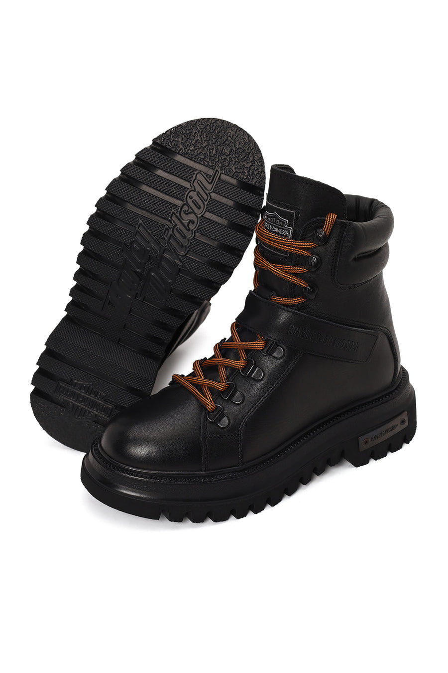 Harley Davidson Woman Black Angelhard Lace-Up Leather Combat Boots